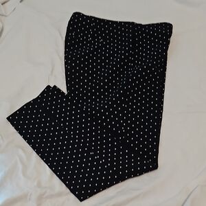 Adrianna Papell Black and White Polka Dot Crop Stretch Pants